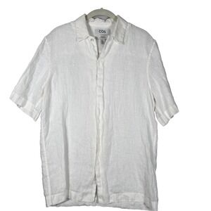COS Linen Shirt Men's Size XS White Short Sleeve Button Down Coastal Resort